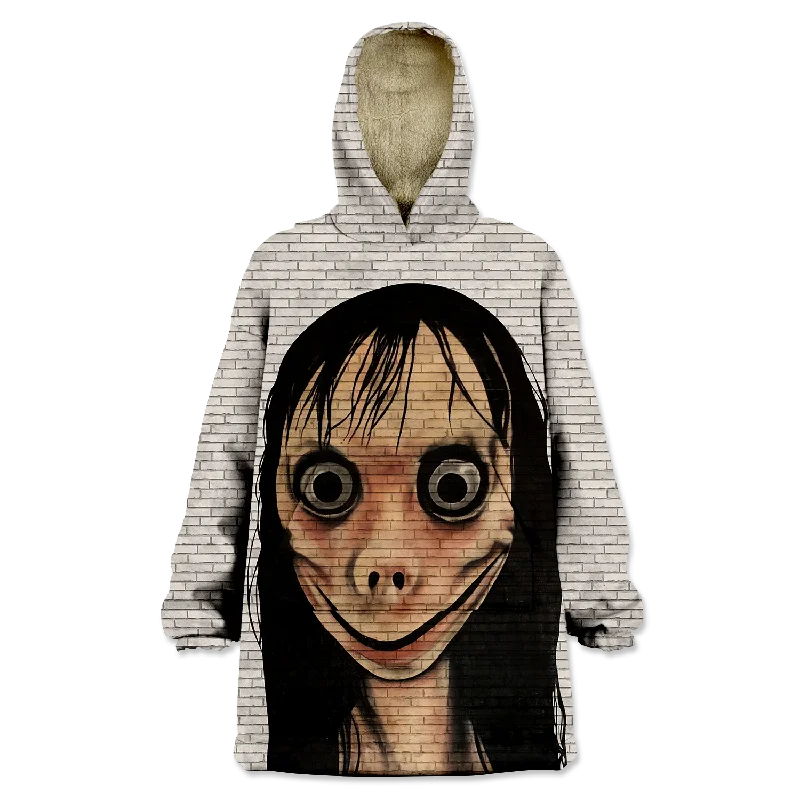 Creepy Girl Smile Wearable Blanket Hoodie Hoodie with Hem Lace Feminine Delicate