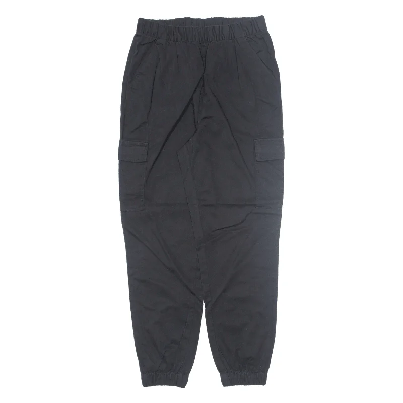 H&M DIVIDED Cargo Trousers Black Relaxed Tapered Womens W30 L28 Trousers Seasonal Trendy