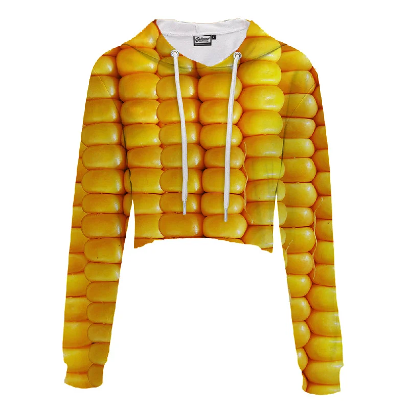 Corn Cob Crop Hoodie Hoodie with Crew Neck Simple Timeless