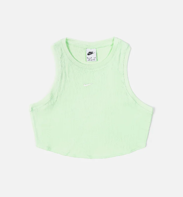 Sport Essentials Ribbed Womens Tank Top - Green breathable tank top