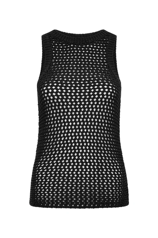 Cotton Crochet Tank | Black fashionable tank top