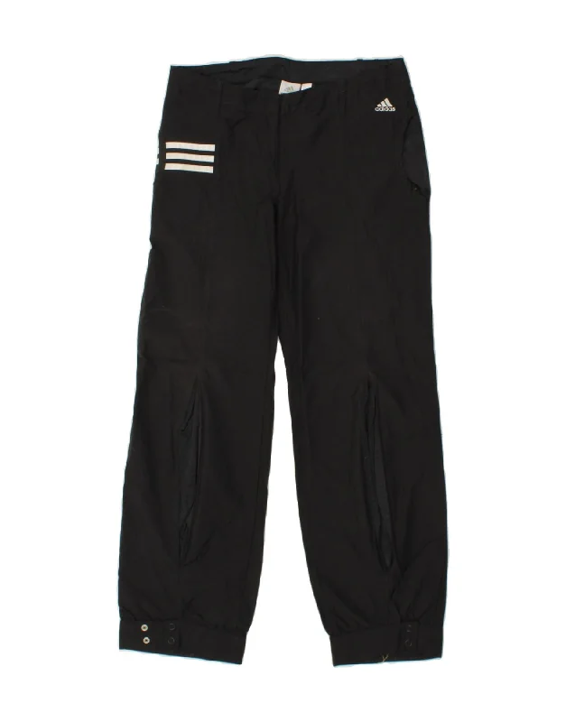 ADIDAS Womens Straight Casual Trousers UK 14 Large W32 L30 Black Cotton Trousers stylish elegant