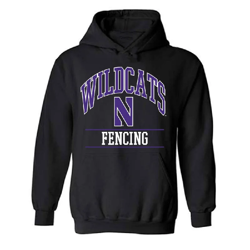 Northwestern - NCAA Women's Fencing : Rowan Park - Classic Shersey Hooded Sweatshirt Hoodie with Stripes Bold Sporty