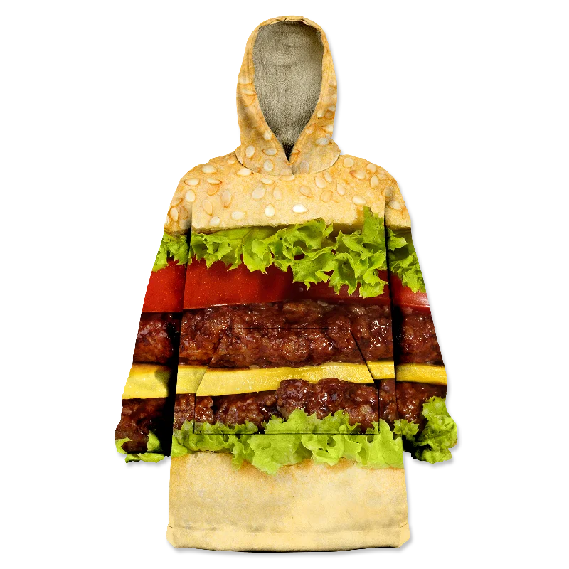 Burger Wearable Blanket Hoodie Hoodie with Zipper Versatile Modern