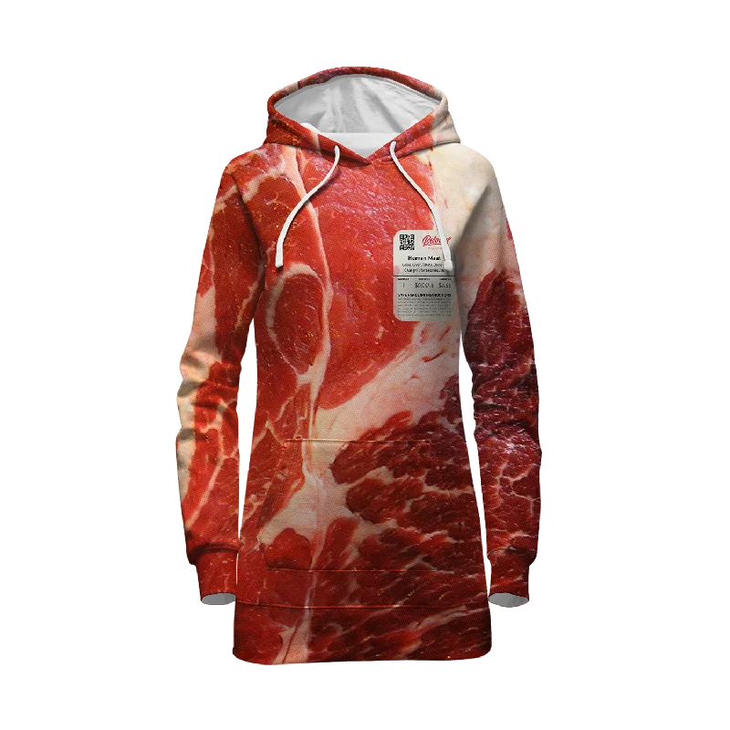 Human Meat Hoodie Dress Hoodie with Metallic Shiny Futuristic