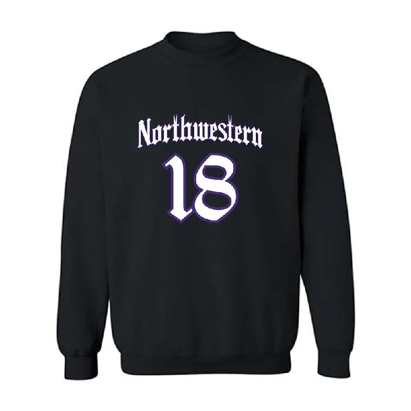 Northwestern - NCAA Women's Fencing : Juliana Hung - Crewneck Sweatshirt Hoodie with Hem Fringe Bohemian Relaxed