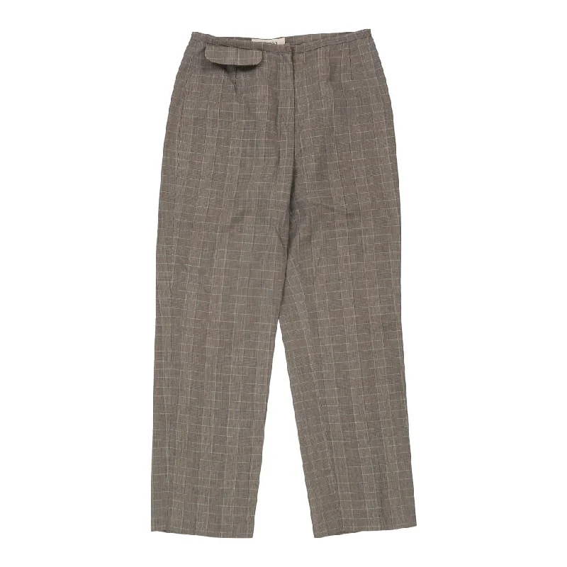 Iceberg Checked Trousers - 27W UK 8 Grey Cotton Trousers chic elegant