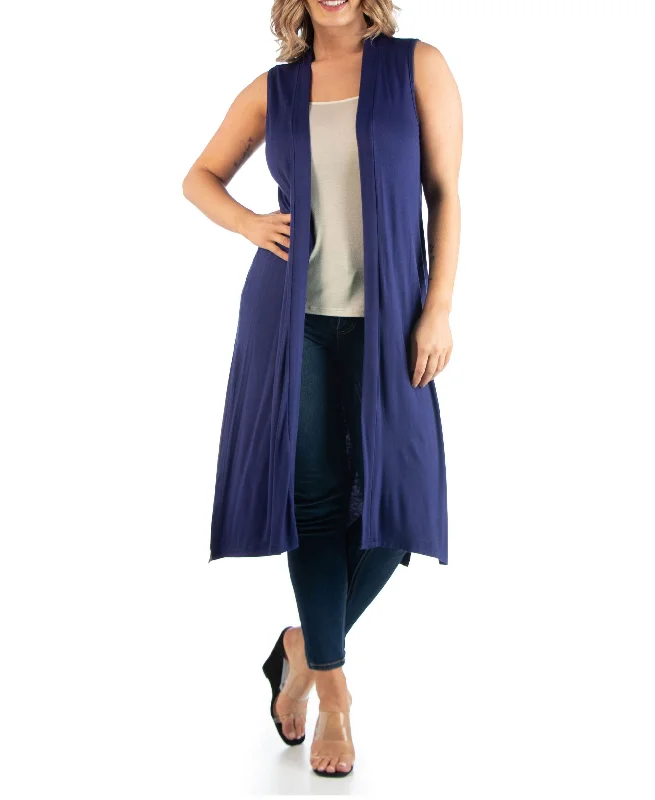 Women's Plus Size Long Cardigan Vest Patchwork Embroidered Appliqued