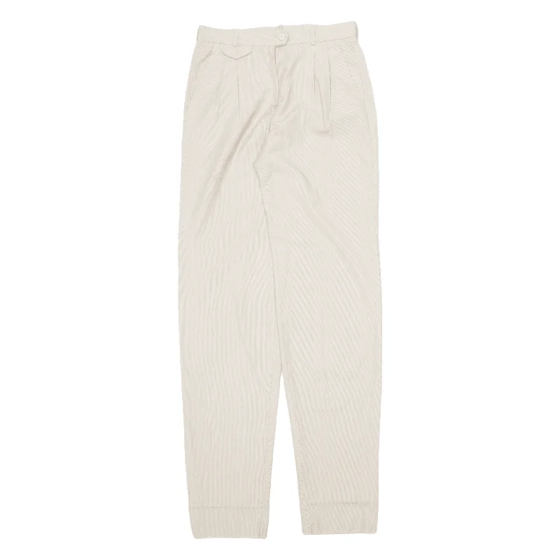 FERRE Striped Trousers Beige Relaxed Tapered Womens W26 L36 Trousers Fall Fleece