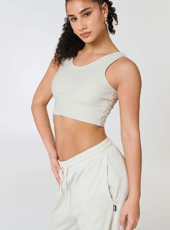 Women's Crop & Lock Tank Grey soft tank top