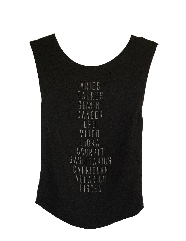 4th & Rose Horoscope Zodiac Black Scoop Muscle Tank beige tank top