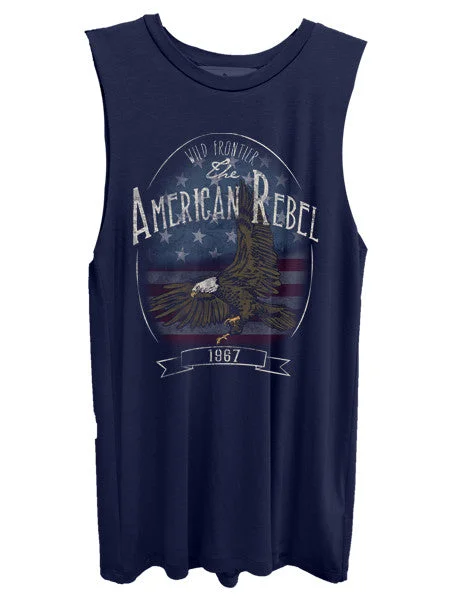 4th & Rose American Rebel Eagle Flag Navy Muscle Tank teal tank top