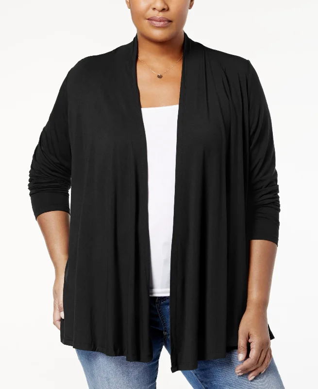 Karen Scott Plus Size Open Front Cardigan Seamless Knitted Crochet