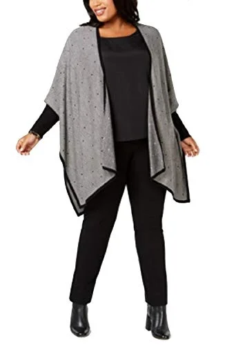 Plus Size Patterned Poncho Cardigan Cardigan Knitwear Sweater