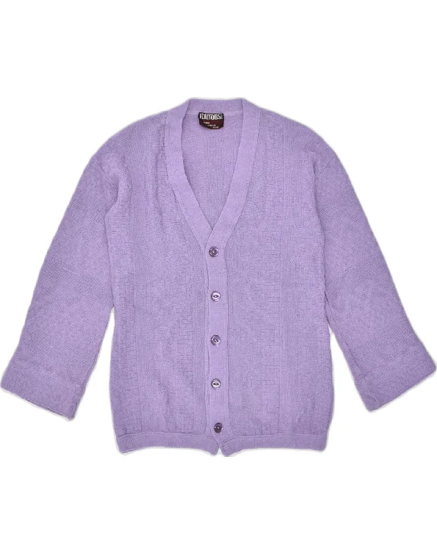 VINTAGE Womens Cardigan Sweater UK 16 Large Purple Rayon Fabric Velvet Fabric Corduroy Fabric