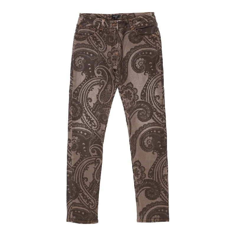 Etro Trousers - 29W UK 8 Brown Cotton Blend Trousers Modern Contemporary