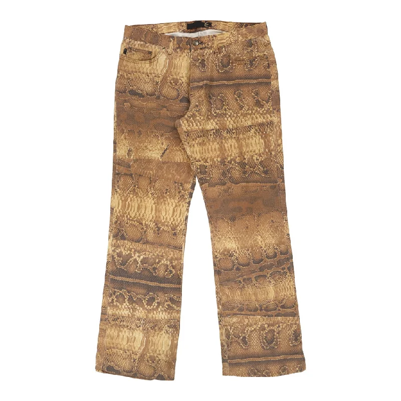 Just Cavalli Animal print Trousers - 34W UK 14 Brown Cotton Trousers sophisticated sleek