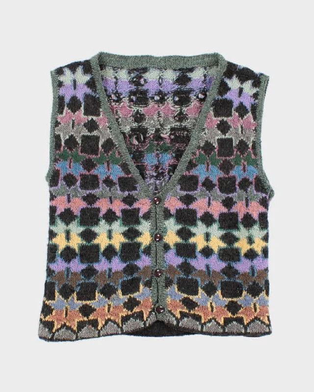 Darling Vintage Handmade Knit Cardigan Vest - S Sequined Glittery Shiny