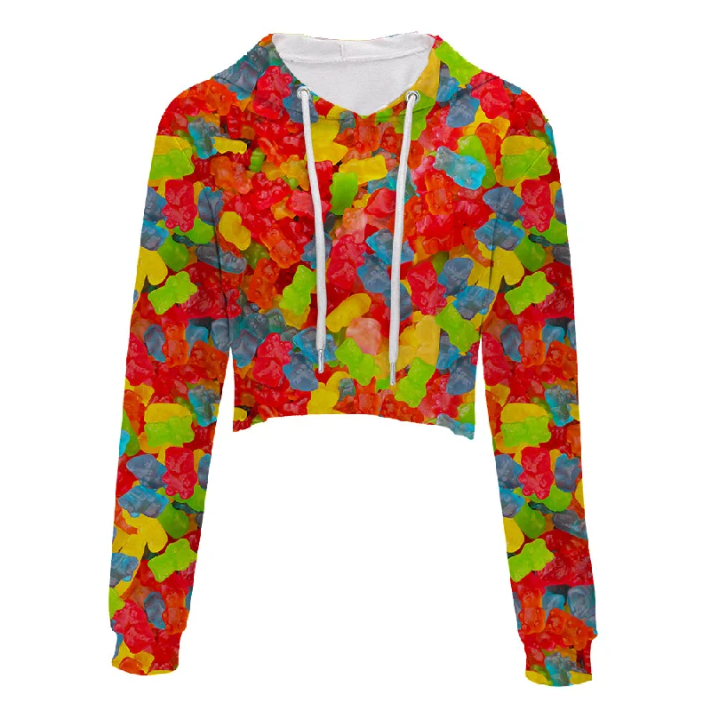 Gummy Bear Crop Hoodie Hoodie with Zipper Placket Modern Functional