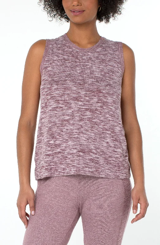 Liverpool Sleeveless Scoop Neck Knit Tank (Mauve) ivory tank top