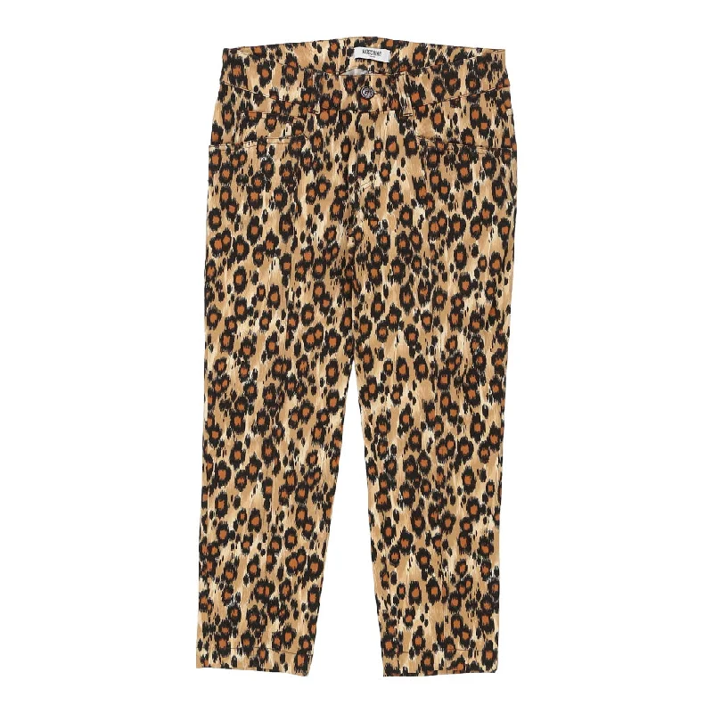 Moschino Jeans Animal print Trousers - 30W UK 8 Brown Cotton Blend Trousers Velvet Soft