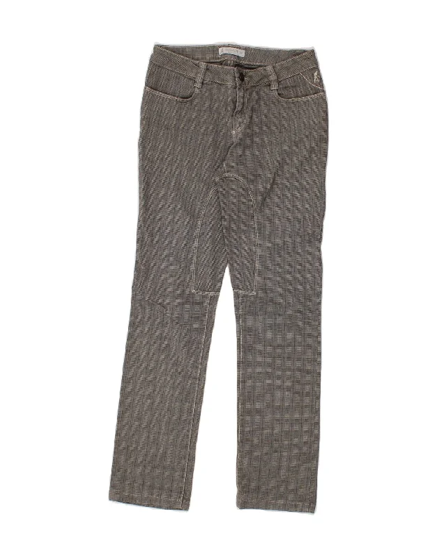 SIVIGLIA Womens Straight Casual Trousers W28 L28 Grey Check Trousers Leisure Comfortable