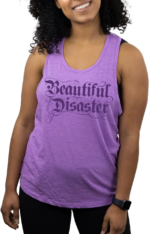 Golden Goddess Twistback Tank - Purple seamless tank top