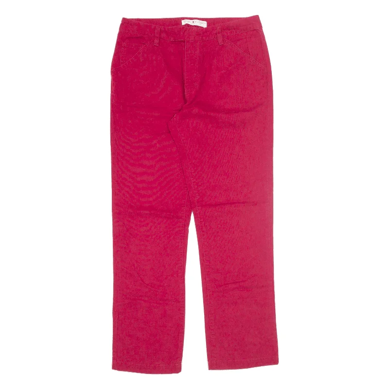 TOMMY HILFIGER Trousers Red Slim Straight Womens W31 L30 Trousers Fleece Cozy