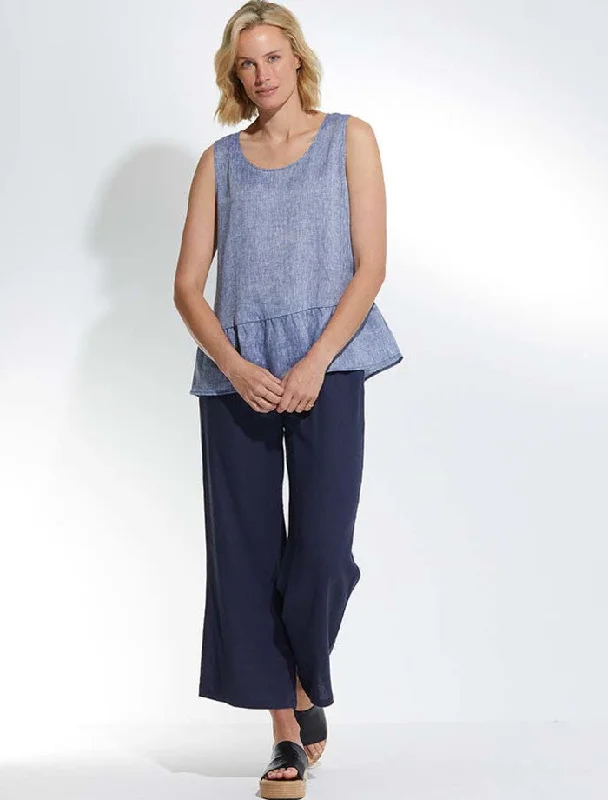 MARCO POLO S/L PEPLUM TANK DENIM - SIZES 8 & 10 slim fit tank