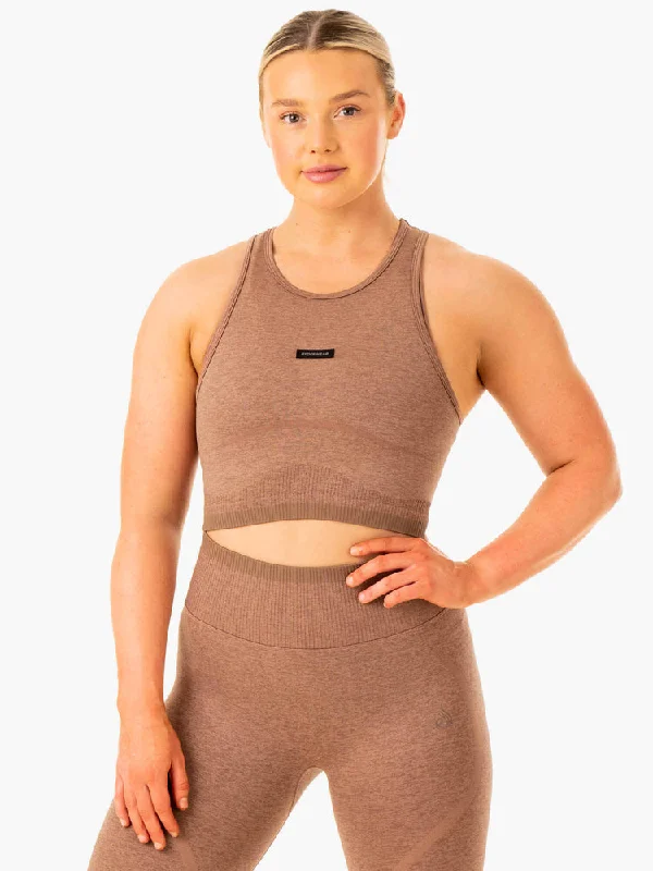 Ryderwear | Excel Seamless Tank - Mocha Marl spandex blend tank