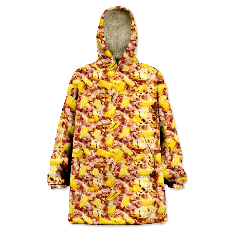 Hawaiian Pizza Wearable Blanket Hoodie Hoodie with Cropped Fit Short Trendy