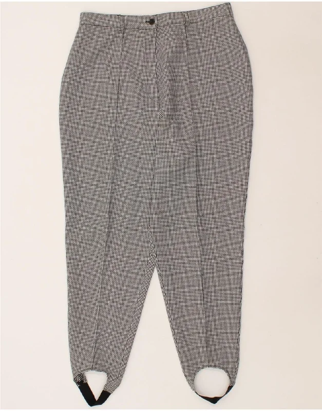 VINTAGE Womens Stirrup Casual Trousers W32 L26  Grey Houndstooth Polyester Trousers Review Highly