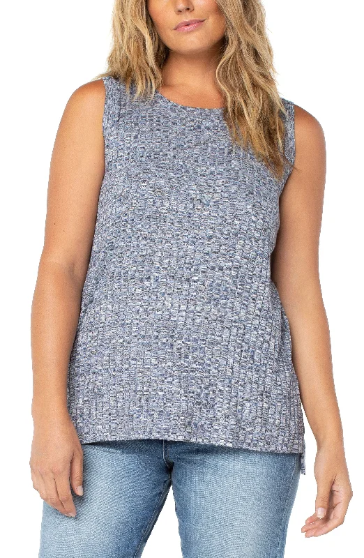 Liverpool Sleeveless Scoop Neck Knit Tank (Blue multi) chic tank top