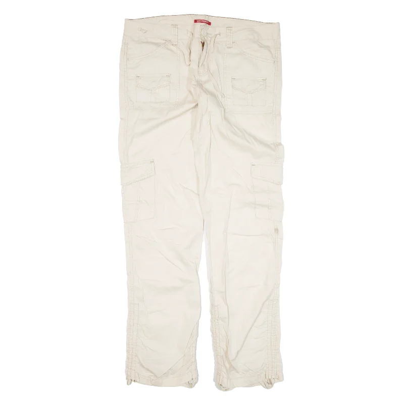 UNION BAY Cargo Trousers Cream Regular Straight Womens W36 L32 Trousers New Arrival