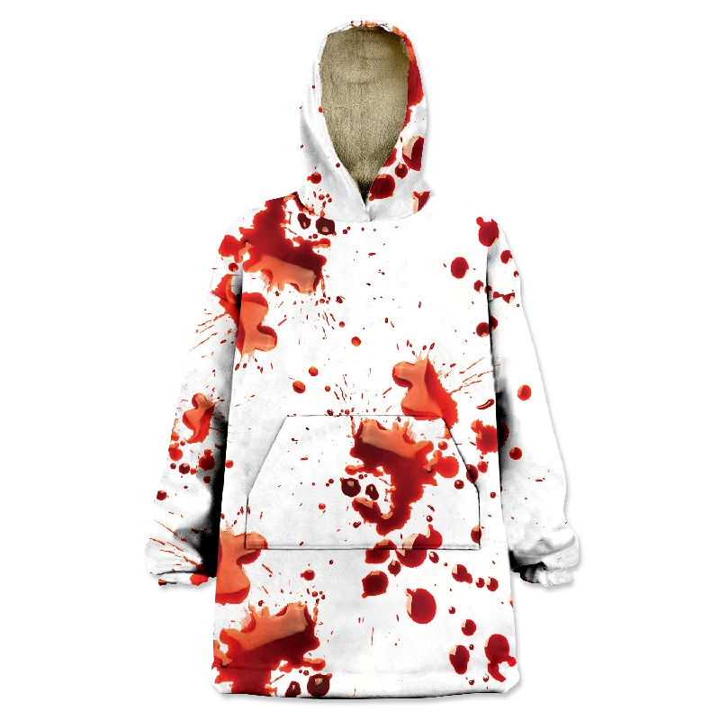 Wearable Blanket Hoodie  Blood Splatter Hoodie with Hem Patch Decorative Personalized