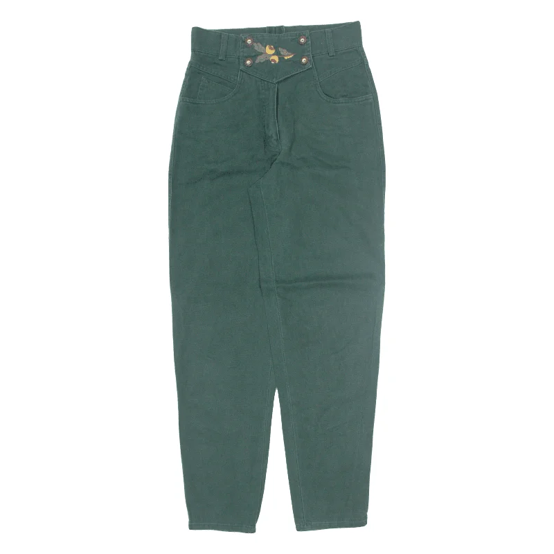 GABRIELLA BENELLI Trousers Green Relaxed Tapered Womens W26 L30 Trousers Ceremony Elegant