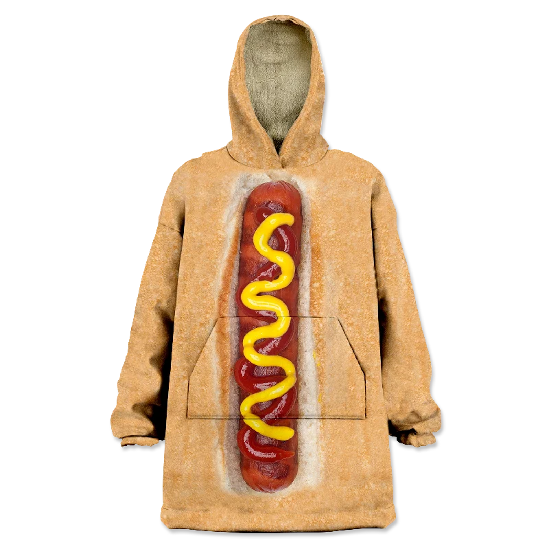 Hotdog Wearable Blanket Hoodie Hoodie with Illustration Artistic Creative