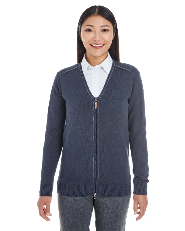 Devon & Jones DG478W Ladies' Manchester Fully-Fashioned Full-Zip Cardigan Sweater Glossy Satin Silk