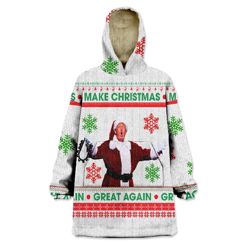 Make Christmas Great Again Wearable Blanket Hoodie Hoodie with Full-Zip Functional Layering