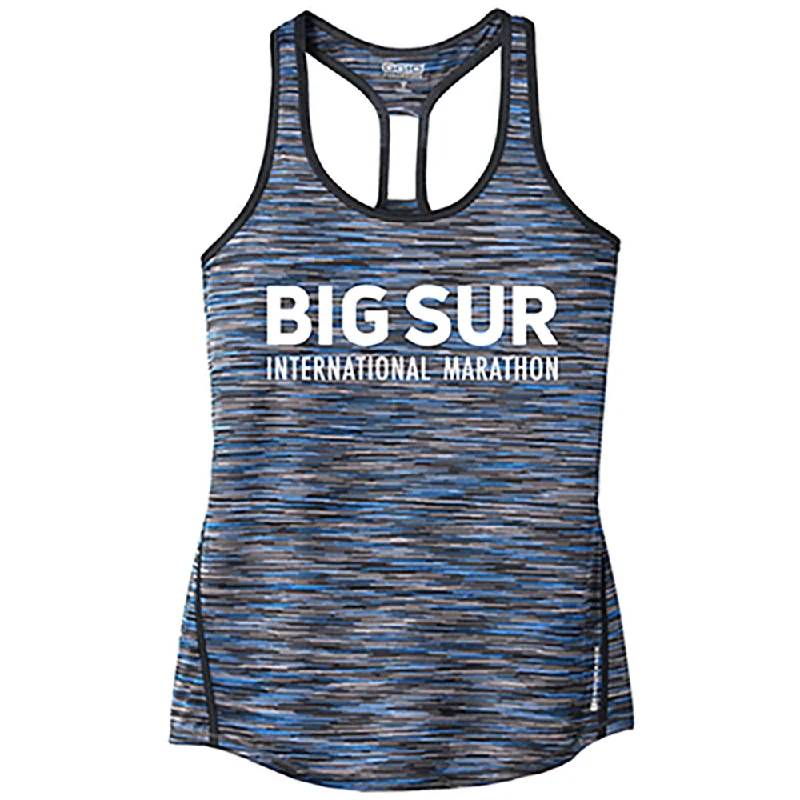 BSIM Women's Endurance Racerback Tank -Electric Blue white tank top