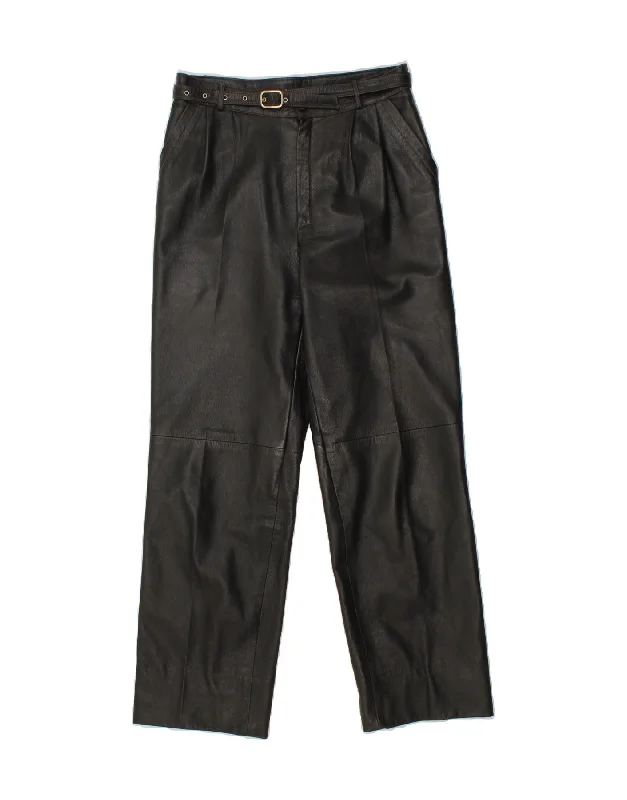 VINTAGE Womens Straight Chino Trousers IT 44 Medium W27 L27 Black Leather Trousers Essential Wardrobe