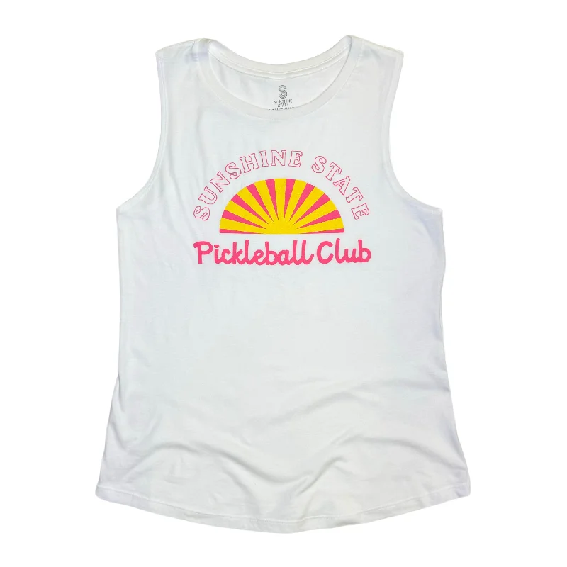 PICKLEBALL CLUB MUSCLE TANK - WHITE yoga tank top