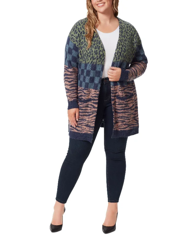 Trendy Plus Size Blaise Jacquard Cardigan Open Front Closed Front Wrap Front