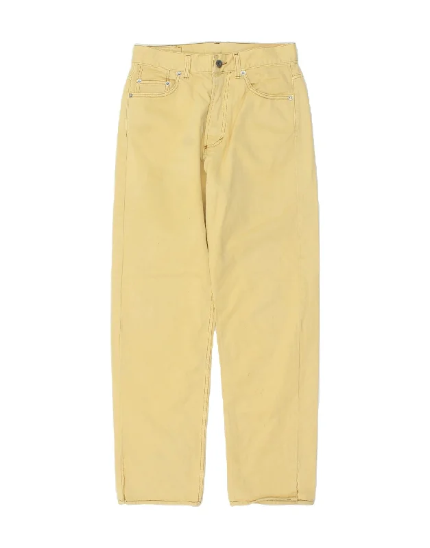 BENETTON Womens Tapered Casual Trousers W30 L31  Yellow Cotton Trousers Versatile Stylish