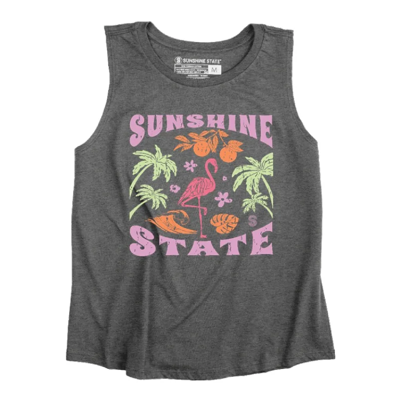 ALL THINGS FLORIDA MUSCLE TANK - DARK GREY HEATHER lounge tank top