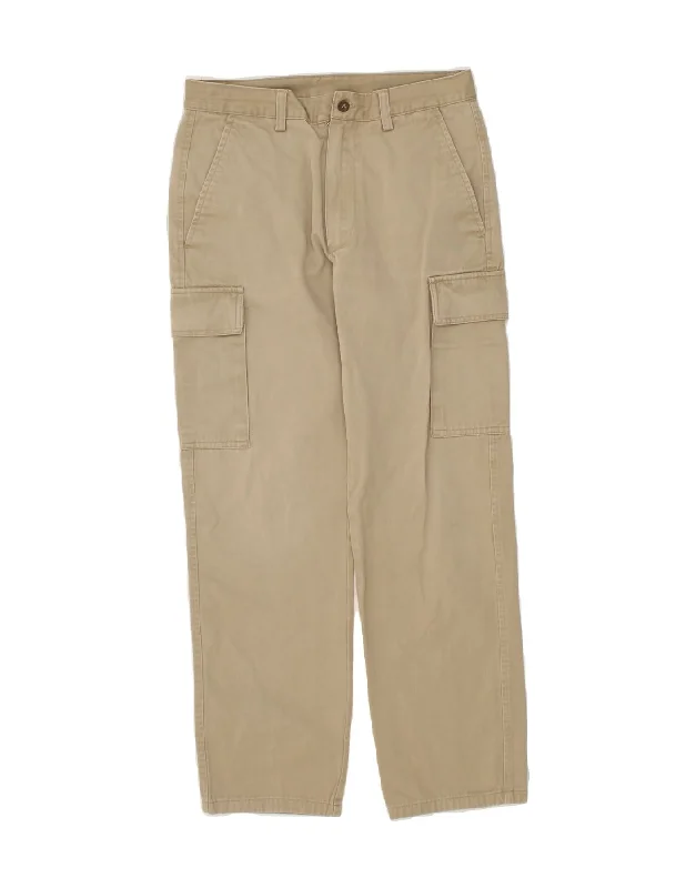 BELFE Womens Straight Cargo Trousers IT 46 Large W32 L29  Beige Cotton Trousers chic elegant