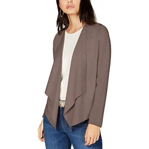 INC International Concepts Open-Front Moleskin Cardigan (Lite Cocoa, S) Layered Multi-layer Single Layer