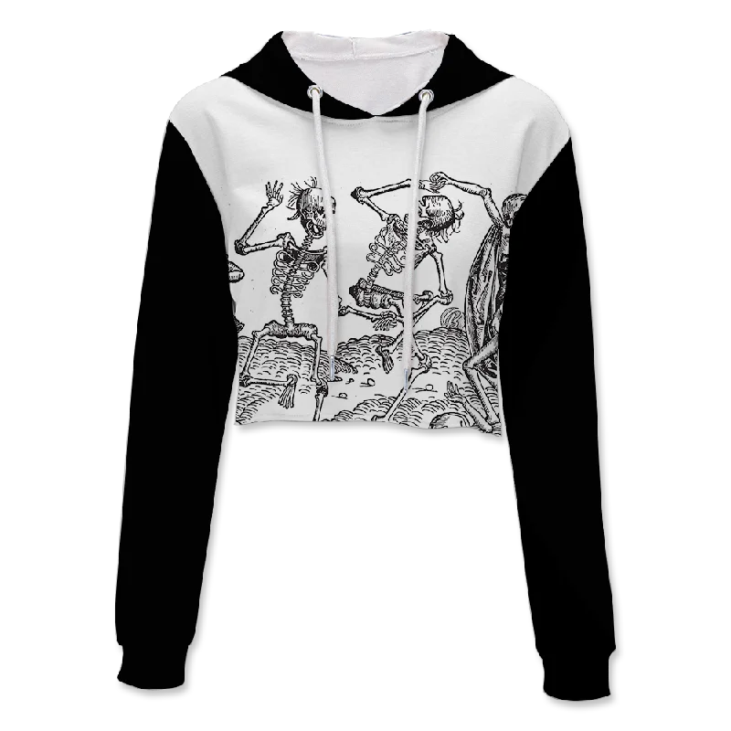 Medieval Dancing Skeletons Crop Hoodie Hoodie Sweatshirt Pullover