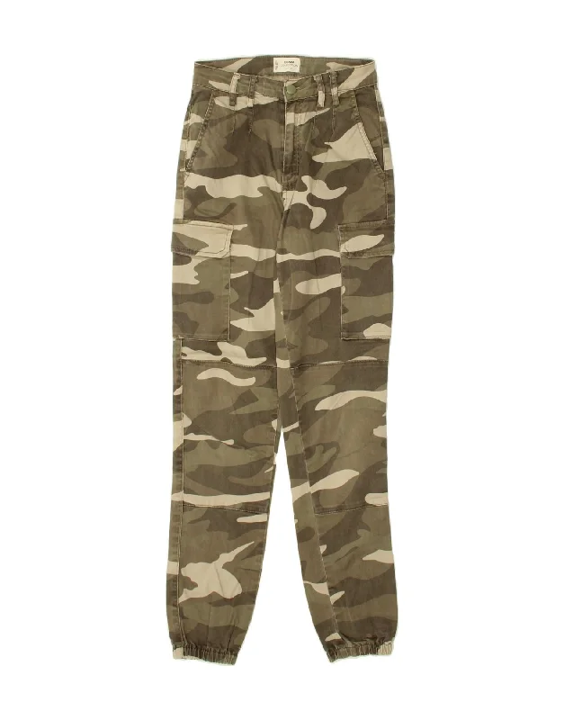 VINTAGE Womens Joggers Cargo Trousers EU 32 2XS W22 L29 Khaki Camouflage Trousers Brand Named