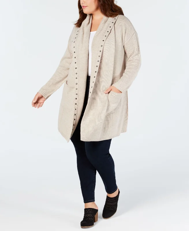 Style & Co Plus Size Studded Open Cardigan Layered Multi-layer Single Layer